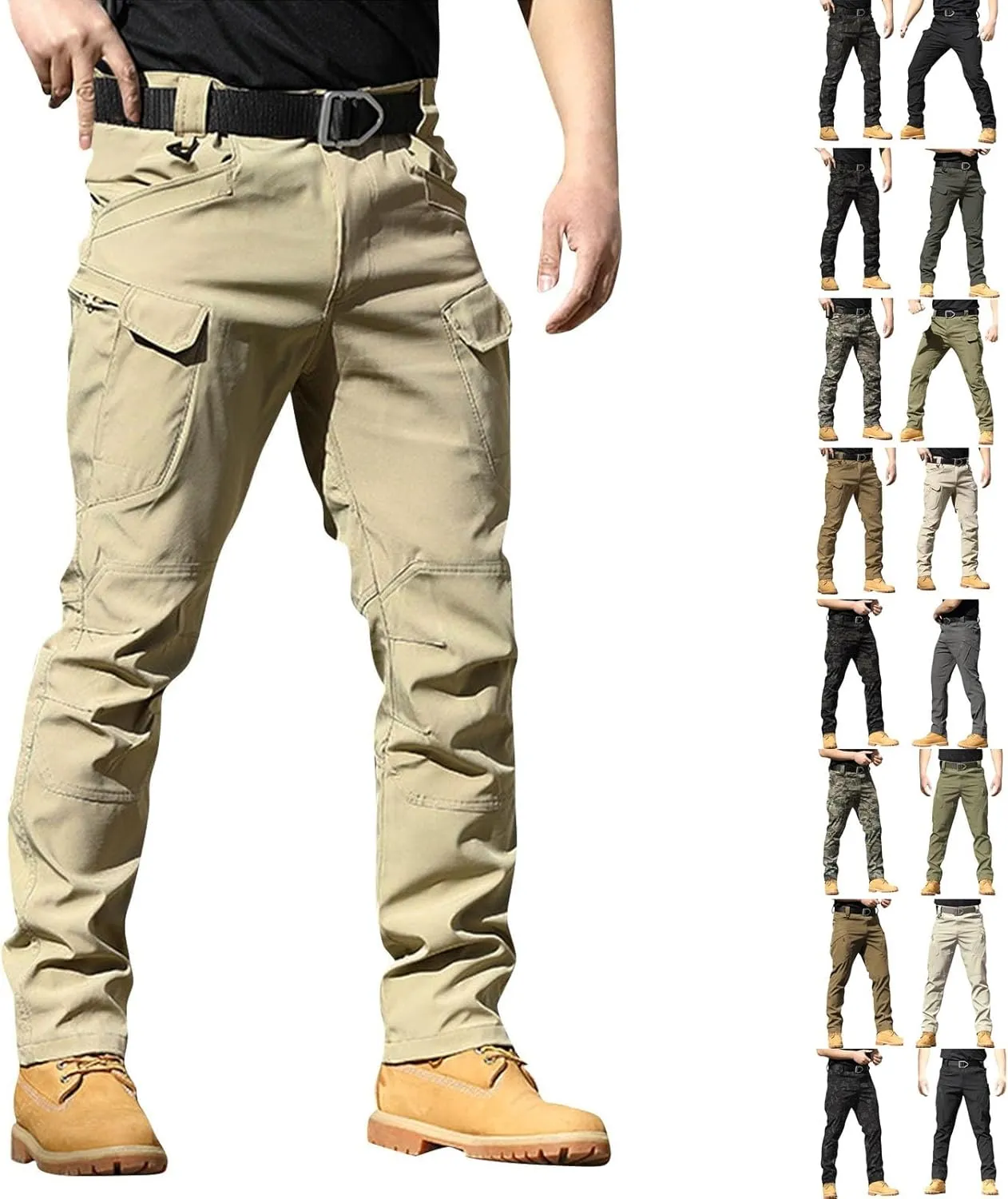 Cargo Pants for Men Work Flex Camo Tactical Waterproof Pants Multi Pockets Outdoor Ripstop Lightweight Hiking Pants