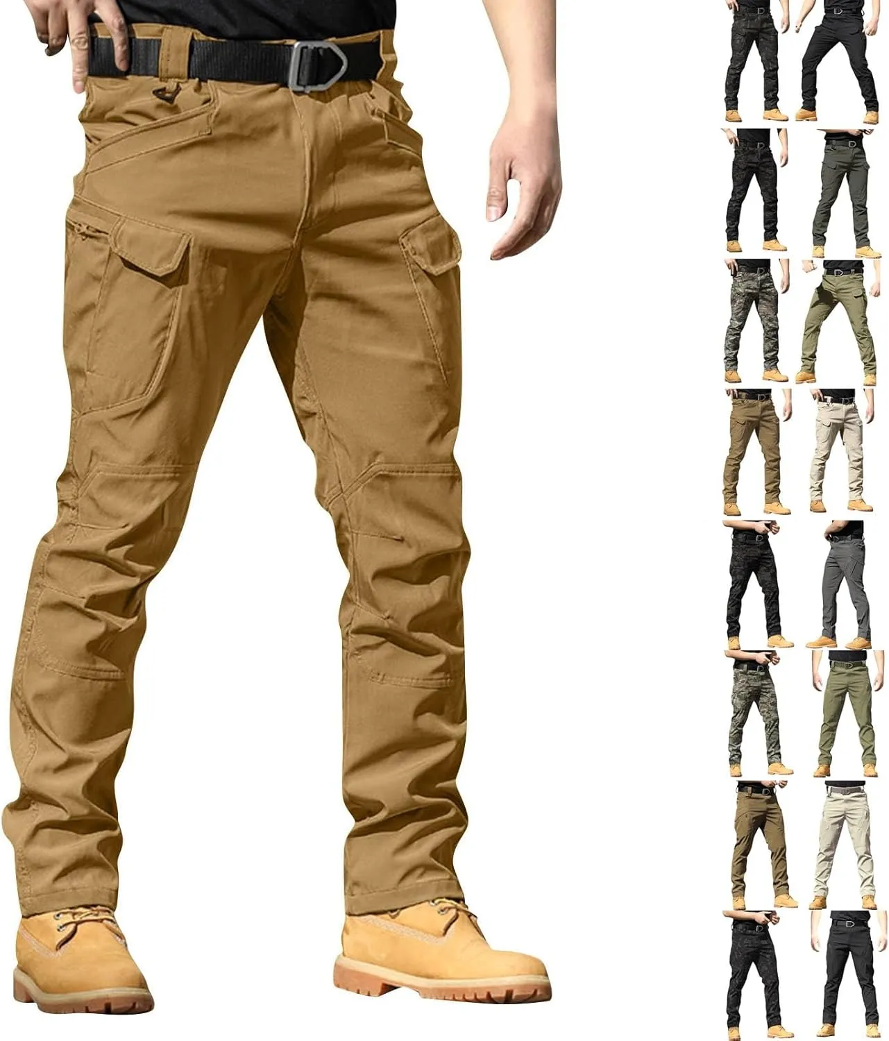 Cargo Pants for Men Work Flex Camo Tactical Waterproof Pants Multi Pockets Outdoor Ripstop Lightweight Hiking Pants