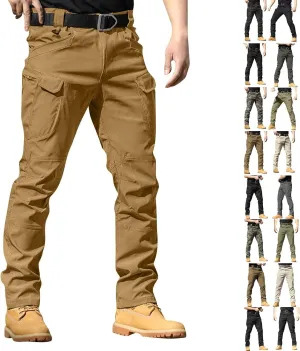 Cargo Pants for Men Work Flex Camo Tactical Waterproof Pants Multi Pockets Outdoor Ripstop Lightweight Hiking Pants