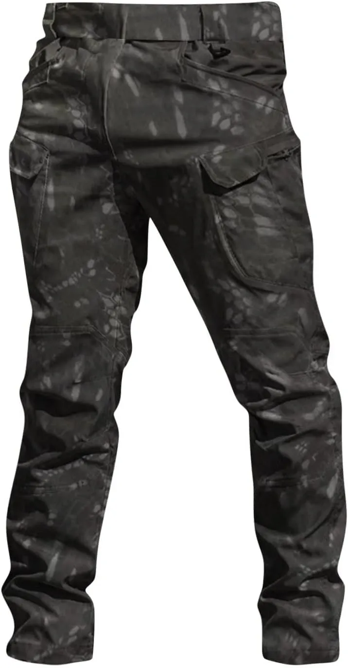 Cargo Pants for Men Work Flex Camo Tactical Waterproof Pants Multi Pockets Outdoor Ripstop Lightweight Hiking Pants