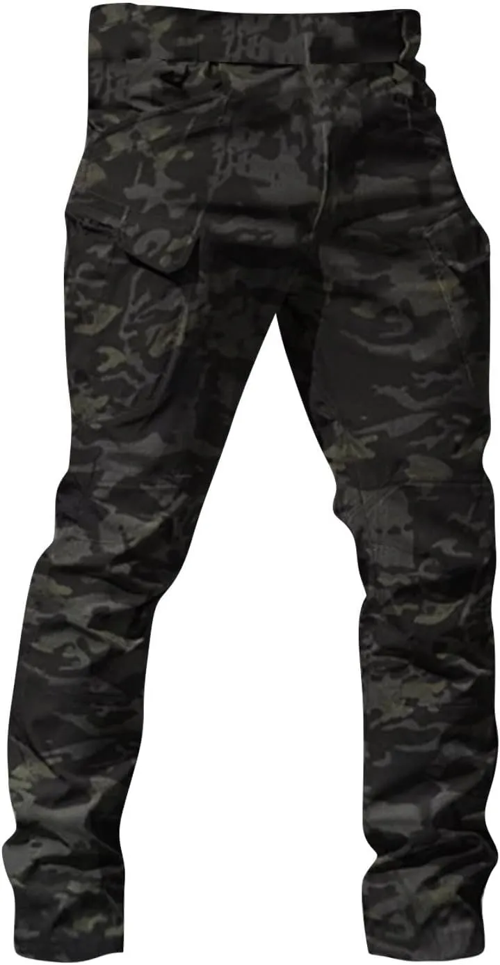 Cargo Pants for Men Work Flex Camo Tactical Waterproof Pants Multi Pockets Outdoor Ripstop Lightweight Hiking Pants