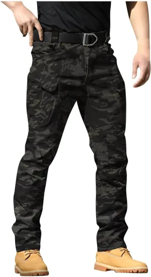 Cargo Pants for Men Work Flex Camo Tactical Waterproof Pants Multi Pockets Outdoor Ripstop Lightweight Hiking Pants