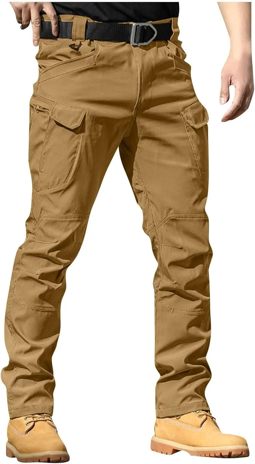 Cargo Pants for Men Work Flex Camo Tactical Waterproof Pants Multi Pockets Outdoor Ripstop Lightweight Hiking Pants