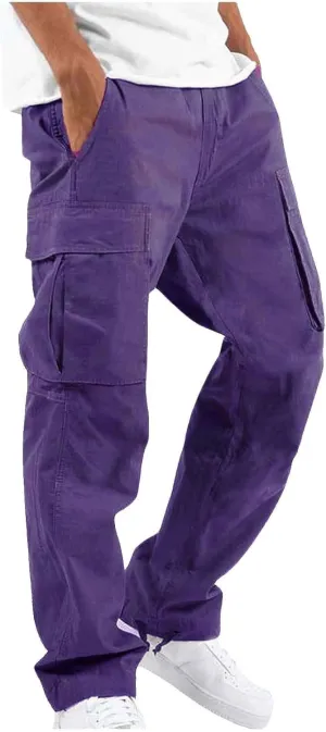 Cargo Sweatpants for Men Big and Tall Straight Fit Multi Pocket Cargo Pants Casual Fashion Hiking Outdoor Recreation