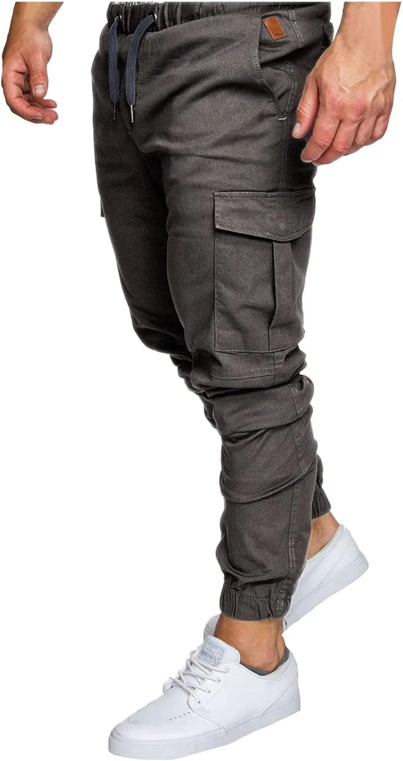 Cargo Trousers for Men Golf Track Pant 2023 Men's Heavyweight Cargo Fleece Sweatpants Stretch Elastic Waist Jogger