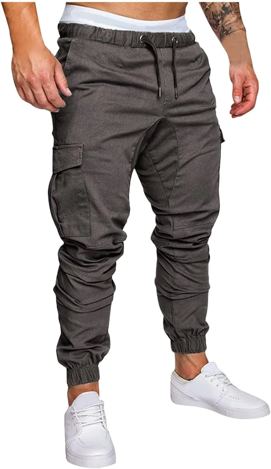 Cargo Trousers for Men Golf Track Pant 2023 Men's Heavyweight Cargo Fleece Sweatpants Stretch Elastic Waist Jogger