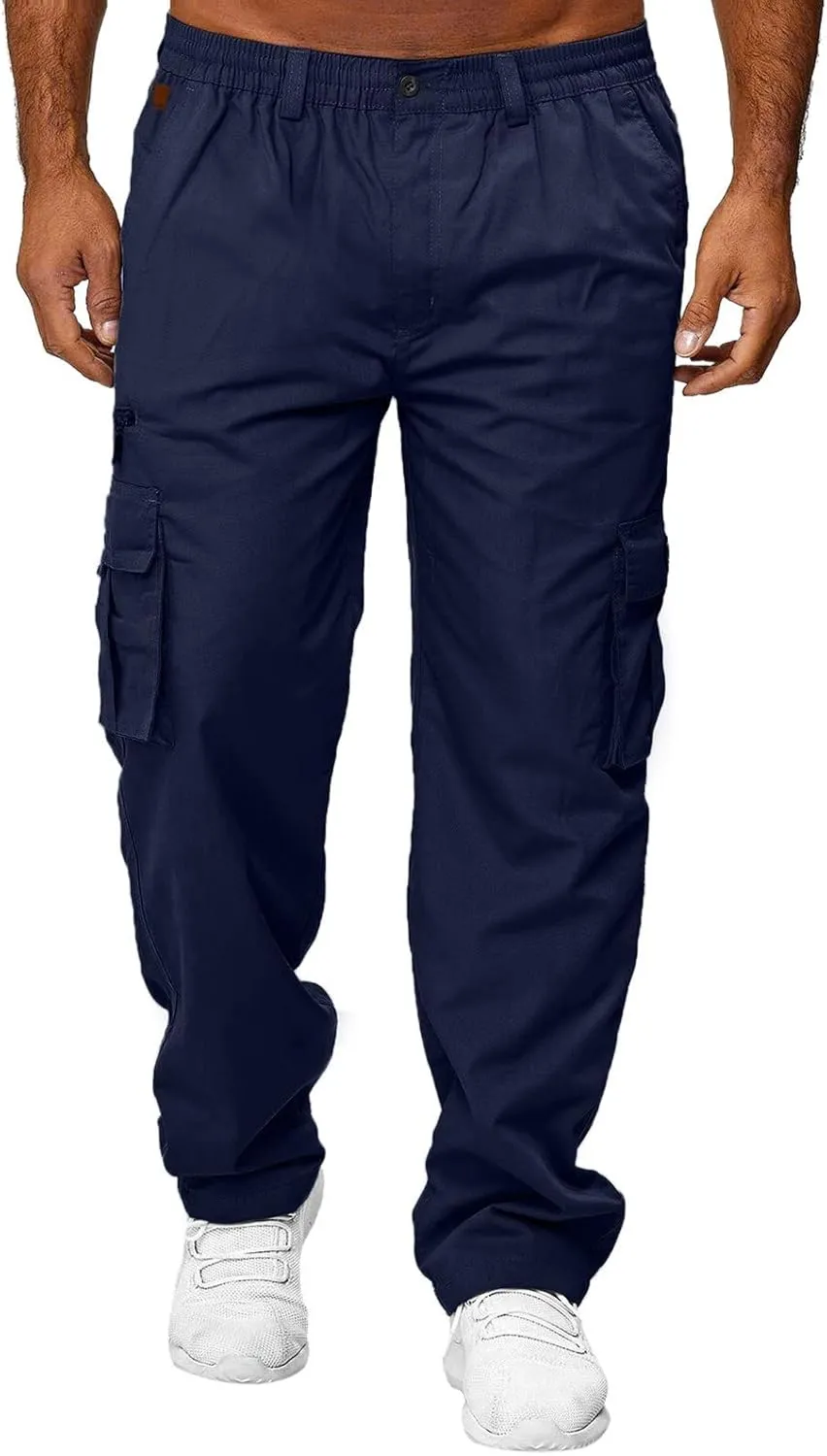 Cargo Trousers for Men Jogger Pants Sweatpants for Men with Pockets Mens Heavyweight Sweatpants Fleece Lined Cargo