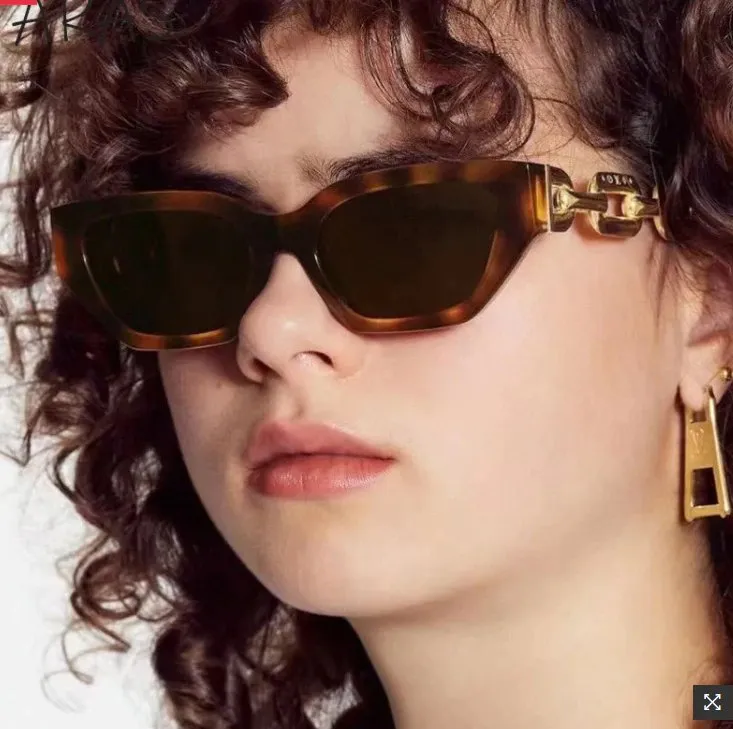 Cat Eye Chain Design Vintage Fashion Sunglasses Women's