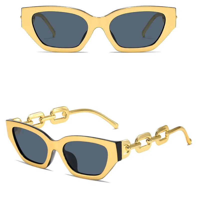 Cat Eye Chain Design Vintage Fashion Sunglasses Women's