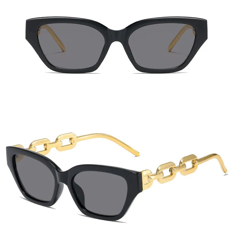 Cat Eye Chain Design Vintage Fashion Sunglasses Women's
