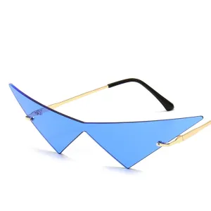 Cat Eye Rimless Triangle Sunglasses with UV400 Protection