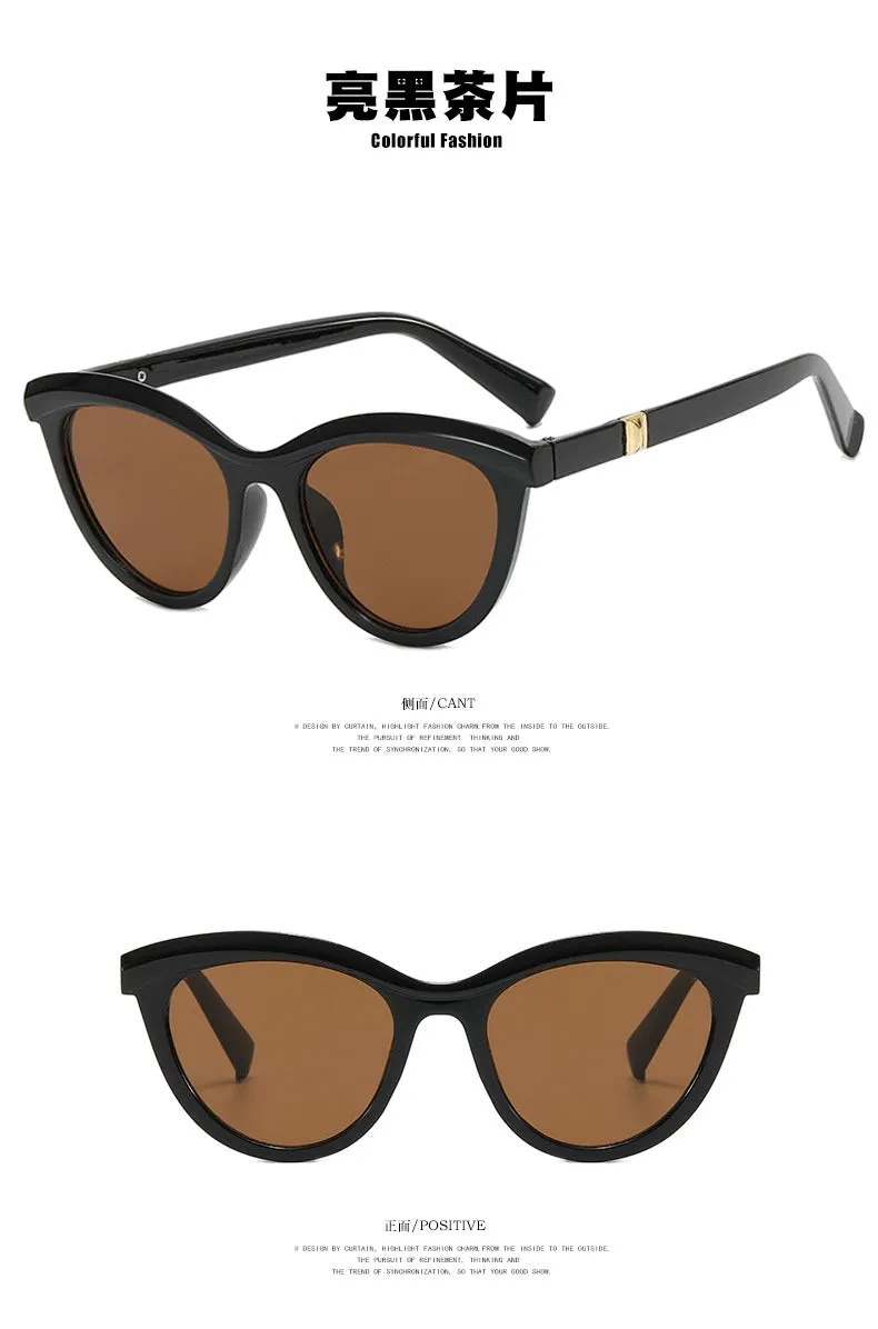 Cat Eye Sunglasses Eyebrows New Arrival Fashion Trendy Cross-Border Sunglasses Retro Personalized and Slim-Looking Sun Glasses Concave Shape