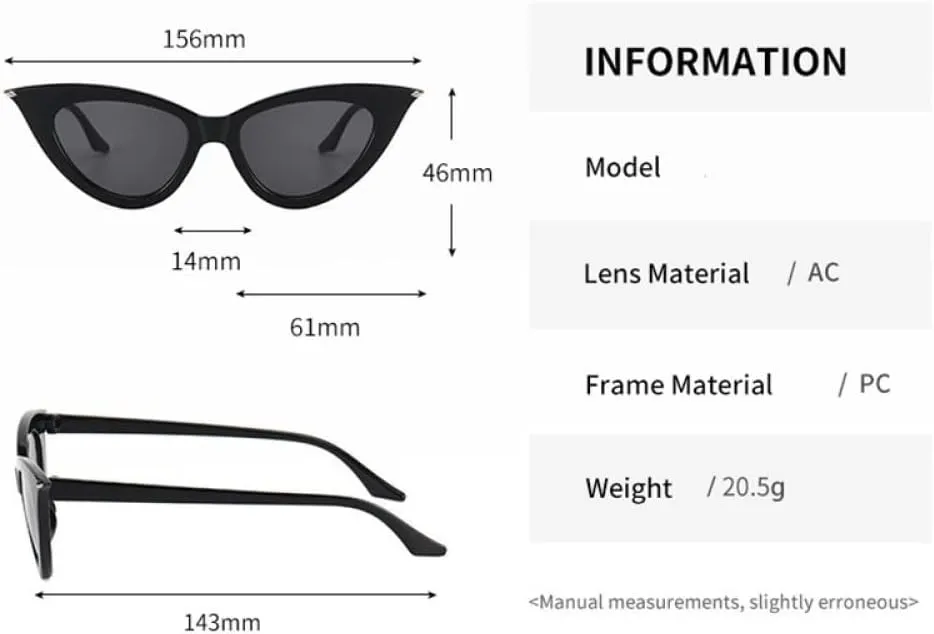 Cat Eye Sunglasses Women Vintage Eyewear Women Retro Cateye Sunglasses for Women