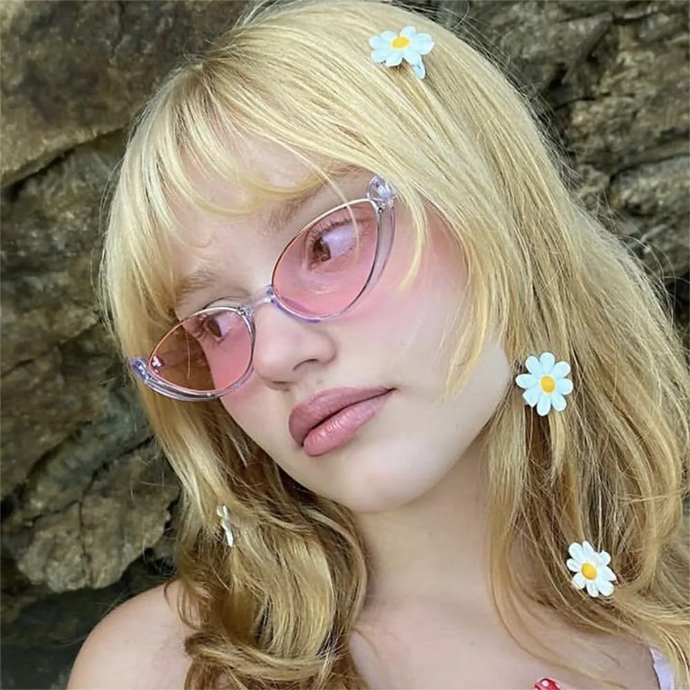Cat Eye Vintage Sunglasses Women Semi-Rimless Small Frame Eyewear Women Glasses Female