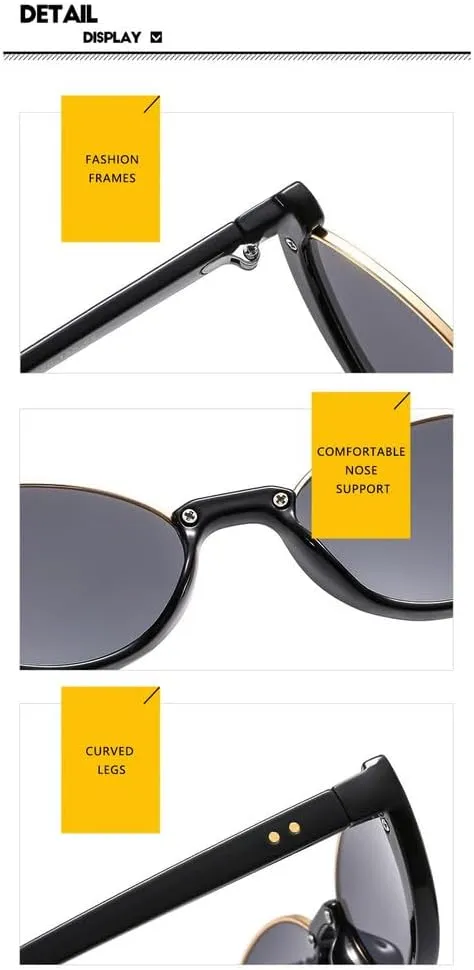 Cat Eye Vintage Sunglasses Women Semi-Rimless Small Frame Eyewear Women Glasses Female
