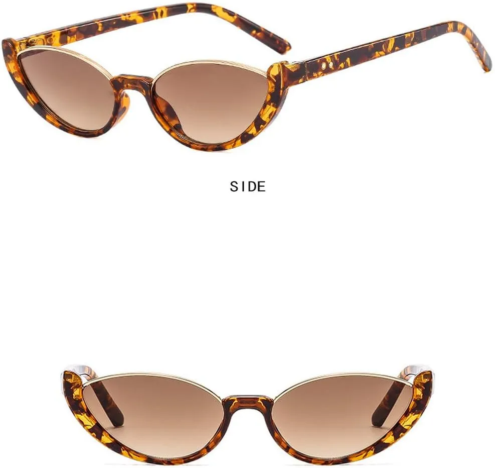 Cat Eye Vintage Sunglasses Women Semi-Rimless Small Frame Eyewear Women Glasses Female