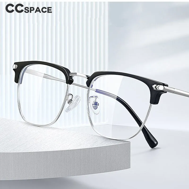 CCspace Men's Full Rim Square Alloy Eyeglasses 54558