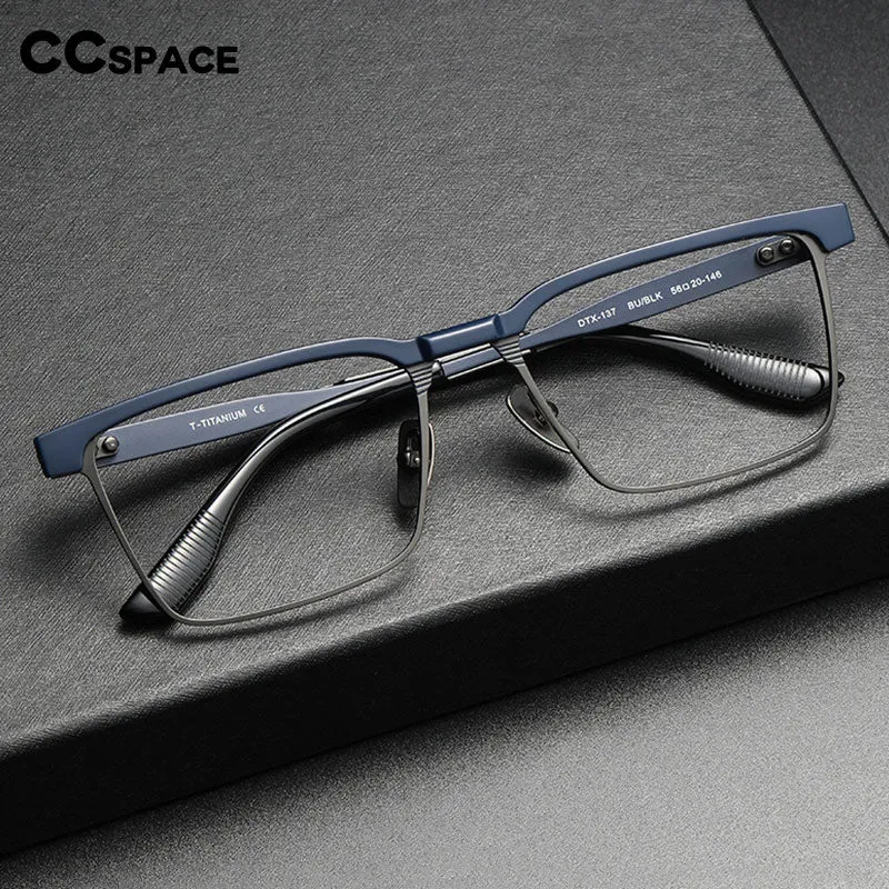 CCspace Men's Full Rim Square Titanium Eyeglasses 55037