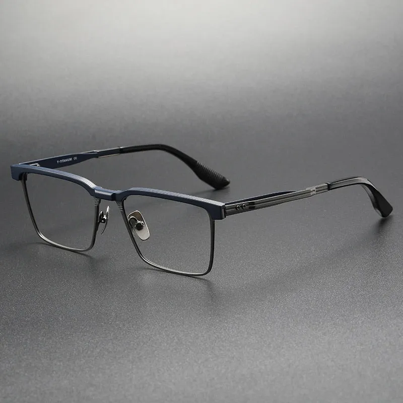 CCspace Men's Full Rim Square Titanium Eyeglasses 55037