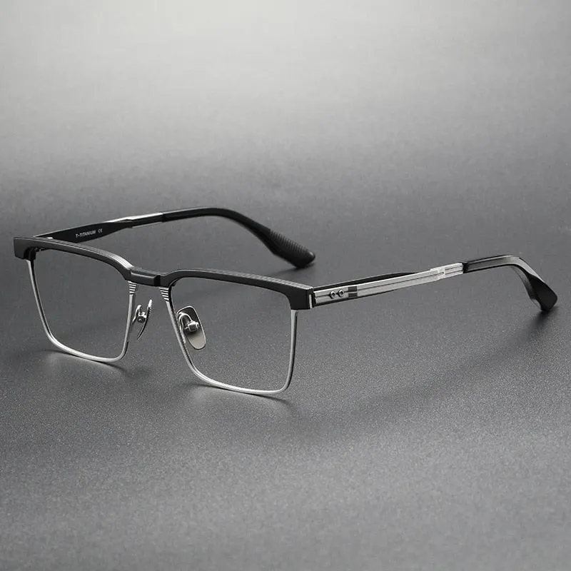 CCspace Men's Full Rim Square Titanium Eyeglasses 55037