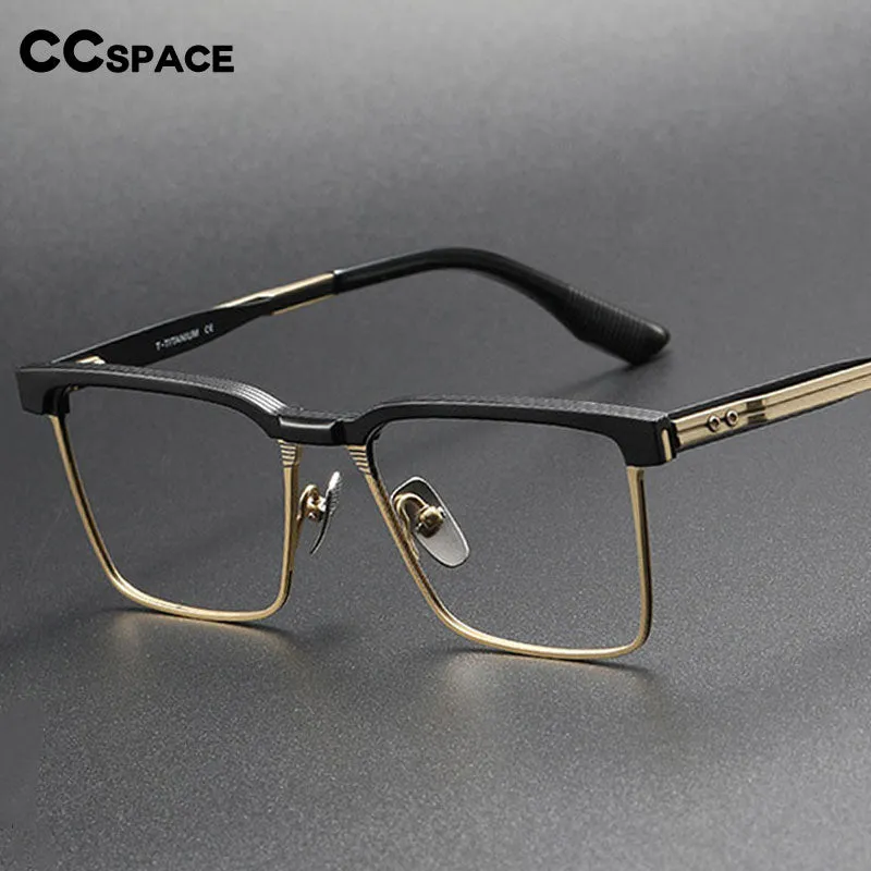 CCspace Men's Full Rim Square Titanium Eyeglasses 55037