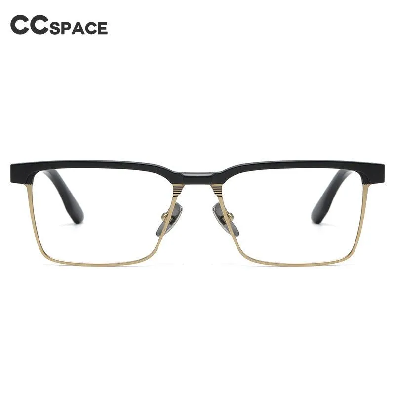 CCspace Men's Full Rim Square Titanium Eyeglasses 55037