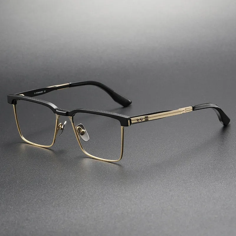 CCspace Men's Full Rim Square Titanium Eyeglasses 55037