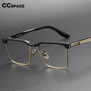 CCspace Men's Full Rim Square Titanium Eyeglasses 55037