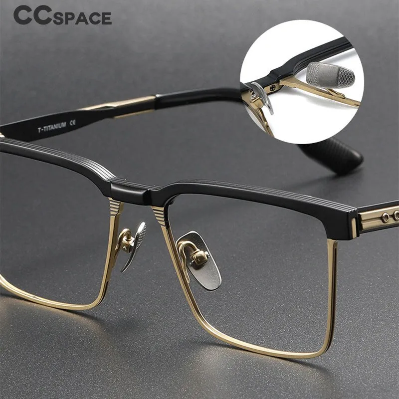 CCspace Men's Full Rim Square Titanium Eyeglasses 55037