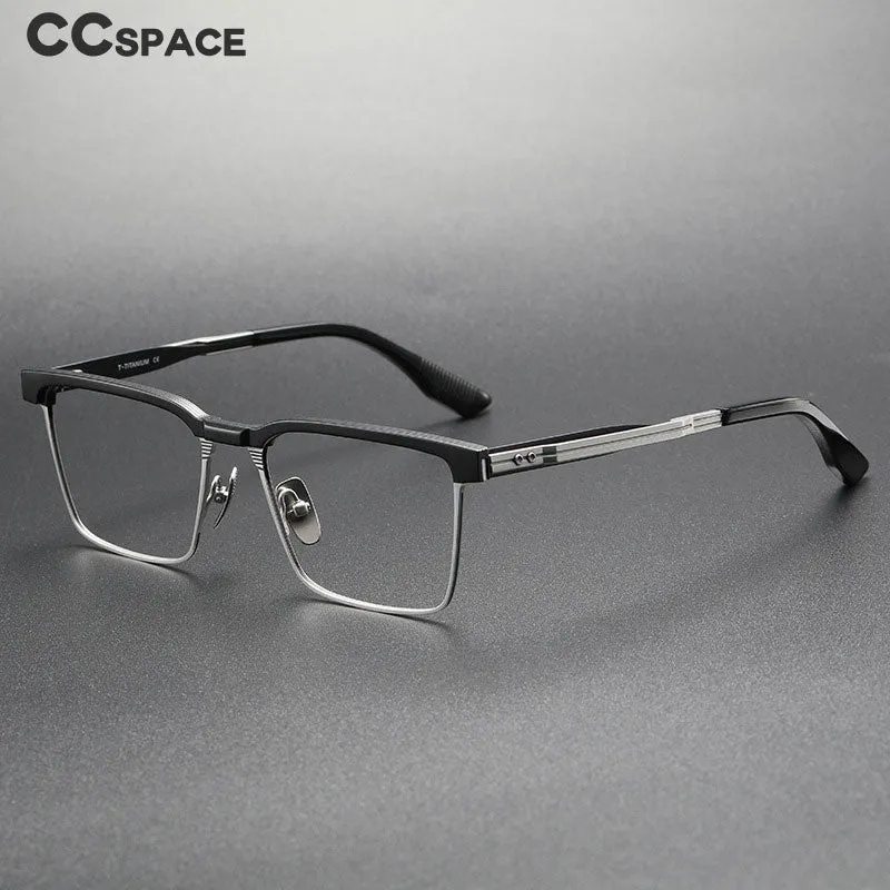 CCspace Men's Full Rim Square Titanium Eyeglasses 55037