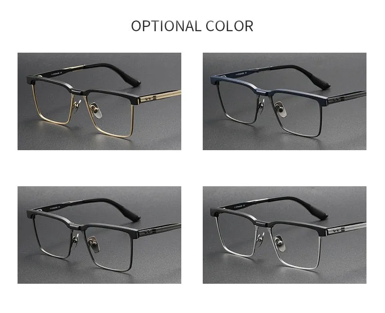 CCspace Men's Full Rim Square Titanium Eyeglasses 55037