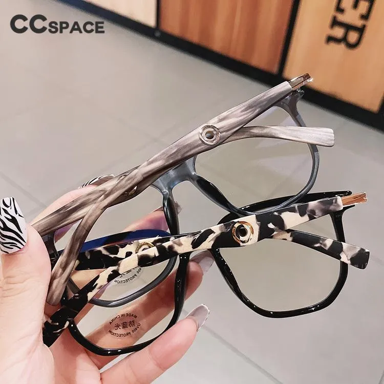 CCspace Unisex Full Rim Big Polygon Square Tr 90 Titanium Eyeglasses 55580