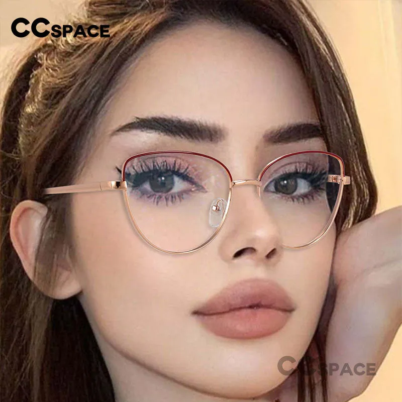 CCspace Unisex Full Rim Cat Eye Alloy Frame Eyeglasses 45969