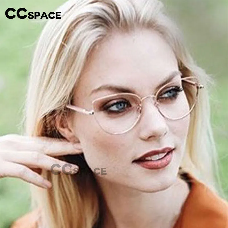 CCspace Unisex Full Rim Cat Eye Alloy Frame Eyeglasses 45969