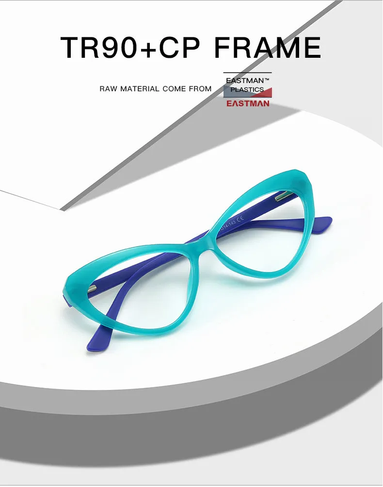 CCspace Unisex Full Rim Cat Eye Tr 90 Titanium Frame Eyeglasses 47532