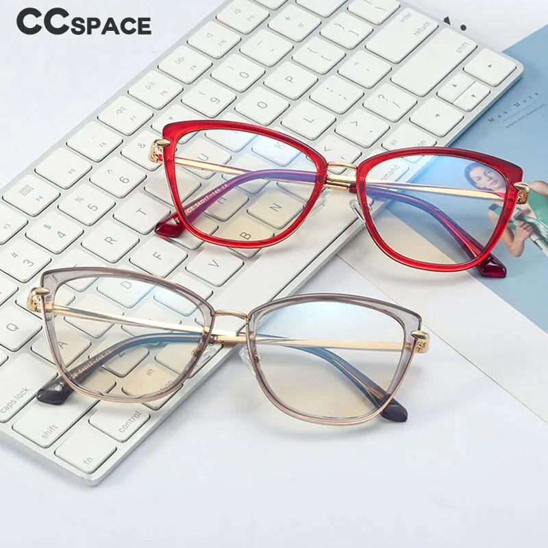 CCSpace Unisex Full Rim Cat Eye Tr 90 Titanium Frame Eyeglasses 48321