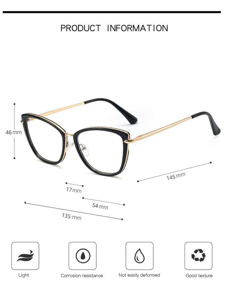 CCSpace Unisex Full Rim Cat Eye Tr 90 Titanium Frame Eyeglasses 48321