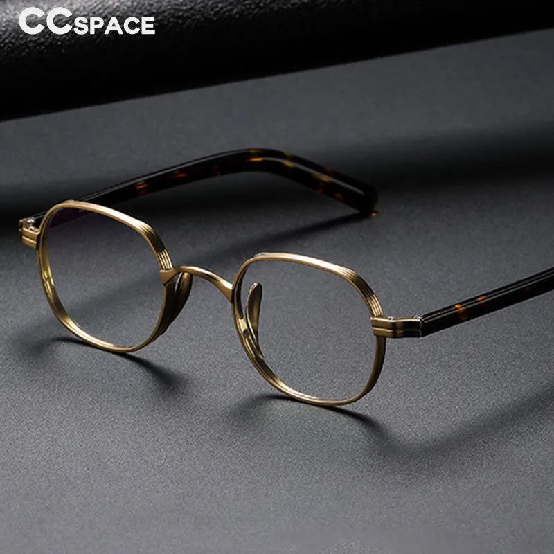 CCspace Unisex Full Rim Irregular Round Acetate Titanium Eyeglasses 53314