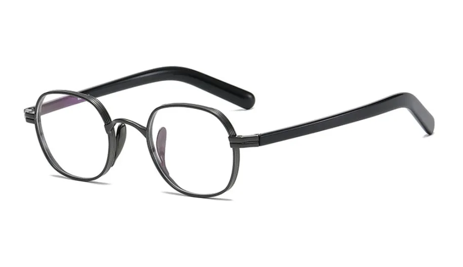CCspace Unisex Full Rim Irregular Round Acetate Titanium Eyeglasses 53314