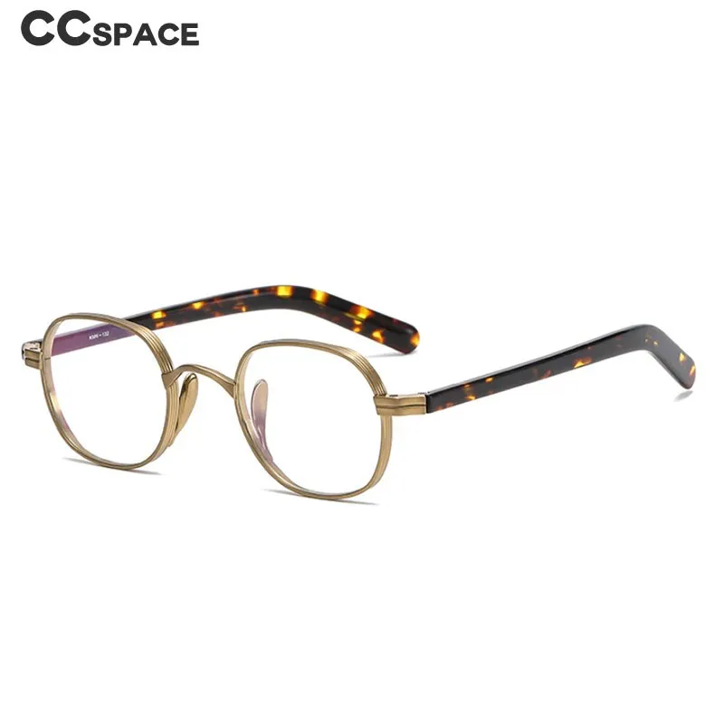 CCspace Unisex Full Rim Irregular Round Acetate Titanium Eyeglasses 53314
