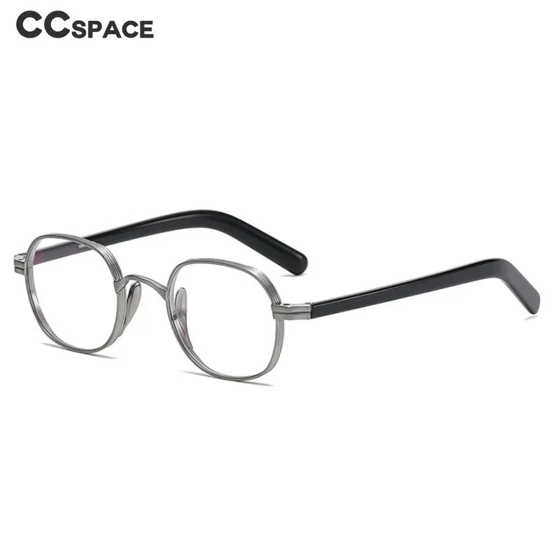 CCspace Unisex Full Rim Irregular Round Acetate Titanium Eyeglasses 53314