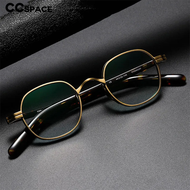 CCspace Unisex Full Rim Irregular Round Acetate Titanium Eyeglasses 53314