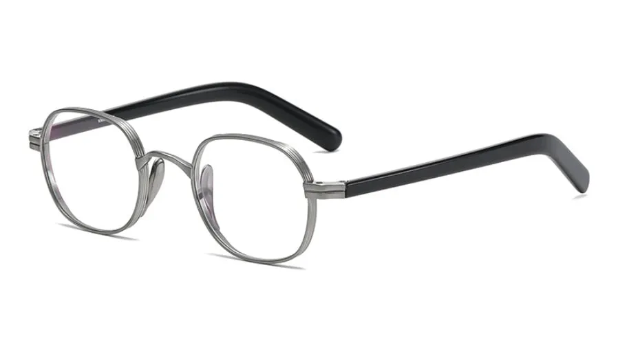 CCspace Unisex Full Rim Irregular Round Acetate Titanium Eyeglasses 53314