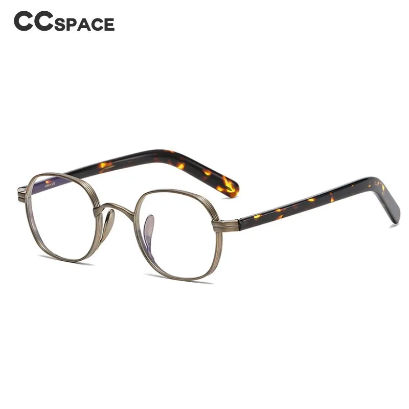 CCspace Unisex Full Rim Irregular Round Acetate Titanium Eyeglasses 53314