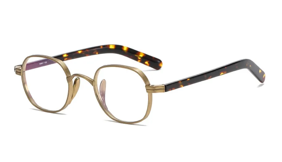 CCspace Unisex Full Rim Irregular Round Acetate Titanium Eyeglasses 53314