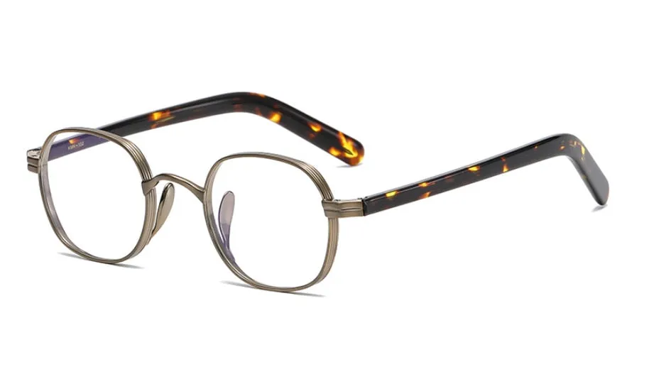 CCspace Unisex Full Rim Irregular Round Acetate Titanium Eyeglasses 53314