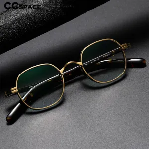 CCspace Unisex Full Rim Irregular Round Acetate Titanium Eyeglasses 53314