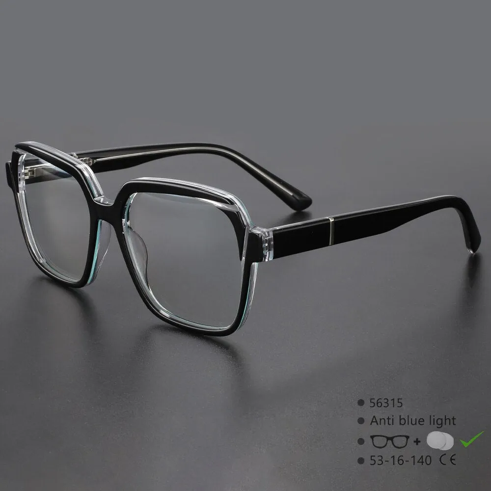 CCspace Unisex Full Rim Irregular Square Acetate Eyeglasses 56315