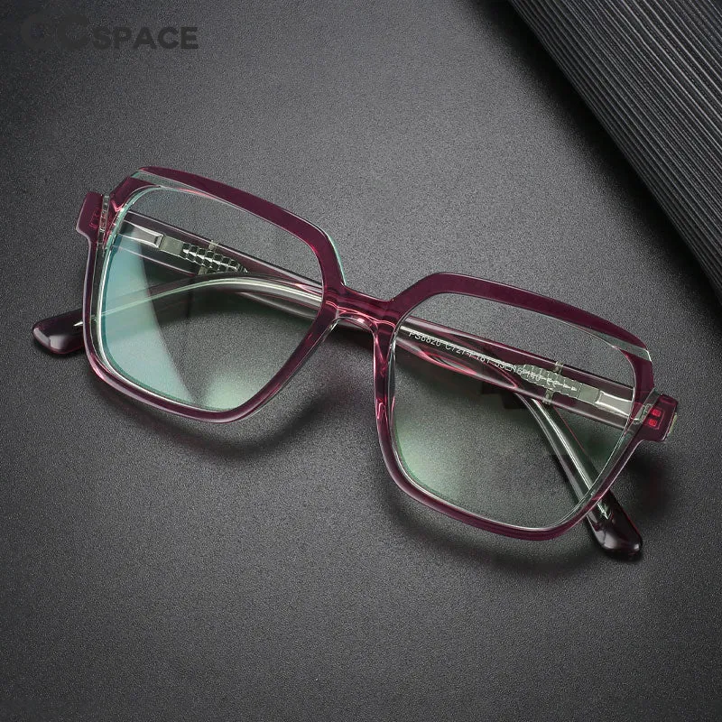 CCspace Unisex Full Rim Irregular Square Acetate Eyeglasses 56315