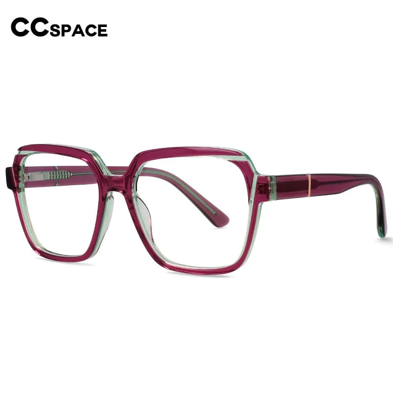 CCspace Unisex Full Rim Irregular Square Acetate Eyeglasses 56315